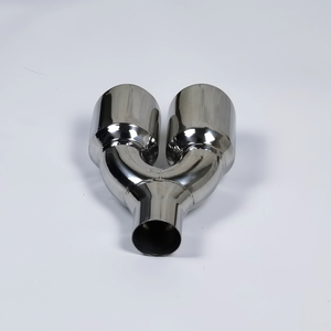 3.5 pouces sortie Chrome poli Y forme double embout d'échappement en acier inoxydable monocouche voiture queue silencieux fin tuyau paire - Product Image 5
