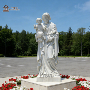 Statua di <span class=keywords><strong>San</strong></span> Giuseppe con Gesù Bambino in Marmo Bianco Scolpito a Mano TREVI per Decorazione di Chiese e Giardini - Product Image 2