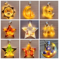 Ornements muraux suspendus à LED sur le thème de l'islamisme arabe, lettres décoratives Ramadan Kareem Eid Mubarak, lumières
