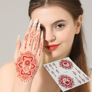 Nouveau produit en gros, <span class=keywords><strong>tatouage</strong></span> temporaire au henné rouge, dentelle, <span class=keywords><strong>tatouage</strong></span> <span class=keywords><strong>sexy</strong></span> pour femmes, art corporel, <span class=keywords><strong>tatouage</strong></span> au henné, autocollant pour les mains - Product Image 2