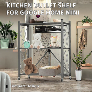 Étagère de rangement de cuisine pliable en métal sans installation avec un seul niveau, multifonctionnelle, support <span class=keywords><strong>pour</strong></span> <span class=keywords><strong>four</strong></span>, <span class=keywords><strong>micro</strong></span>-ondes, pot, organisateur - Product Image 4