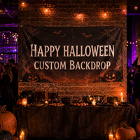 Bannière promotionnelle personnalisée pour Halloween, toile de fond imprimée numériquement en polyester avec œillets, décoration de fête maison hantée, fabrication sur mesure en Chine