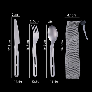 Nuovo <span class=keywords><strong>Set</strong></span> da Cucina in <span class=keywords><strong>Titanio</strong></span> Puro, Coltello Cucchiaio Forchetta, per Campeggio e Viaggio, Portatile e Facile da Pulire - Product Image 5