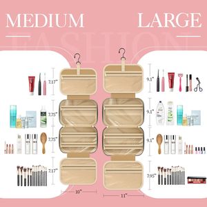 Custom Logo Ladies <b>Waterproof</b> <b>Wash</b> Makeup Cosmetic <b>Bag</b> Zipper Polyester Travel Organizer Travel Toiletry <b>Bag</b> with Hanging Hook - Product Image 5