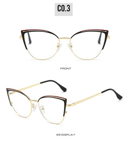 2025 Mới Nhất Thanh Lịch Nữ Thiết Kế Kim Loại Vogue Trang Trí Kính Chống Ánh Sáng Màu Xanh Máy Tính Mùa Xuân Bản Lề Nửa Khung Kính Mắt - Product Image 6