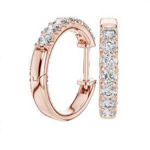 Aros de Lujo con Baño de Rodio, Asequibles, en Oro Rosa de 18K con Diamantes Cultivados en Laboratorio de 0.7CT, Certificados por IGI, para Uso Diario, Glamorosos - Product Image 1