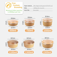 Bol en papier écologique pour salade, pour aliments chauds/froids, bol en papier kraft personnalisé avec couvercle