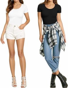 Combinaisons pour femmes MANGOPOP à col rond, manches longues/courtes, 92% coton, 8% élasthanne, extensibles - Product Image 4
