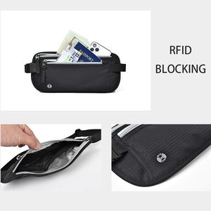 Custom Wholesale Multi Color RFID Blocking Anti Theft Hidden Passport Waist Purse Pouch Pack <b>Document</b> <b>Bag</b> Slim Travel Money Belt - Product Image 3