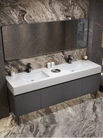 Meuble-lavabo avec miroir LED intelligent Combinaison de plaques de roche pour lavabo au sol en verre pour armoire pour salle de bain