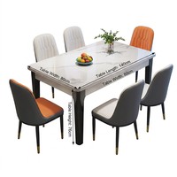 Ensemble de table et chaises de salle à manger rectangulaire moderne de luxe en bois massif, 6 places, avec plateau en pierre frittée, pour hôtel, maison, appartement, mobilier