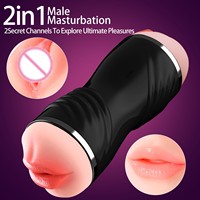Masturbateur masculin 2 en 1, poupée réaliste avec bouche texturée, vagin serré, masturbateur à gorge profonde, jouets sexuels oraux pour hommes