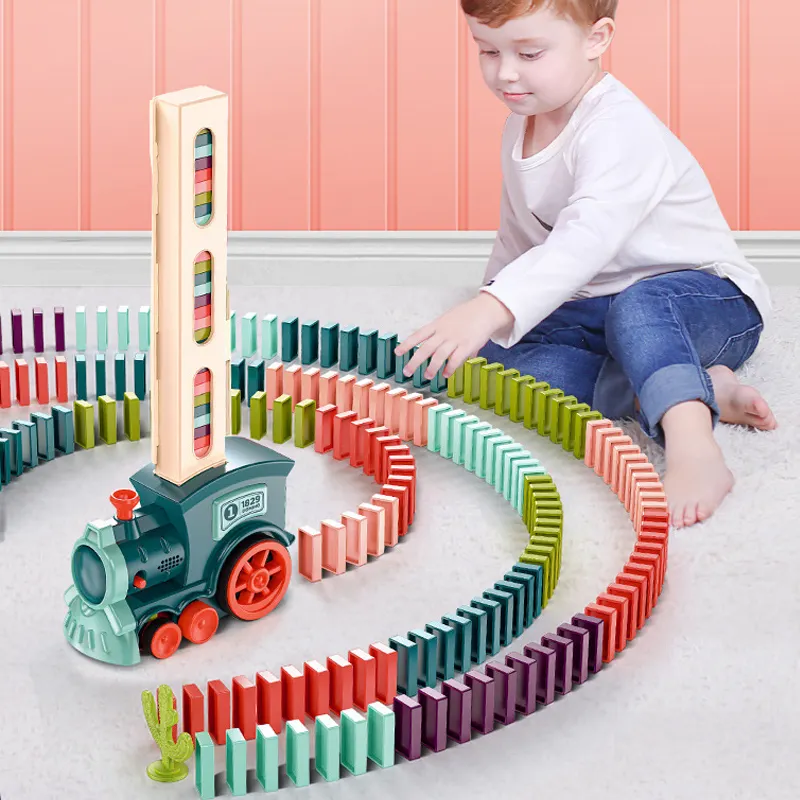 Интернет знаменитости домино забавная Автоматическая Доставка Электрический поезд Обучающие Детские игрушки