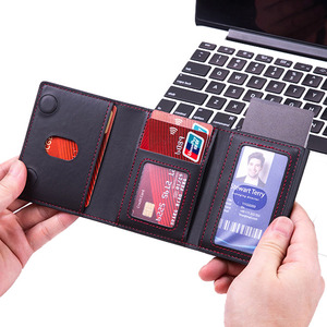 Cartera Magnética Tri-Plegable con Diseño Único, Protección Anti-RFID, con Compartimento para Tarjetas de Acceso Rápido y Costuras en Rojo en Contraste - Product Image 1