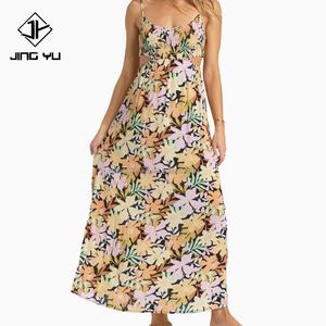 Robe modeste à imprimé hawaïen, tissu à imprimé floral hawaïen, vêtements hawaïens, design d'été pour femmes, robe décontractée personnalisée, robe creuse pour femmes - Product Image 1