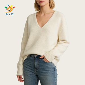 Nuovo Maglione da Donna 2026 in Misto Poliestere, Nylon e Lana, Scollo a V, Lavorato a Maglia, Casual, Tinta Unita, Stile Semplice, per Uso Quotidiano - Product Image 4