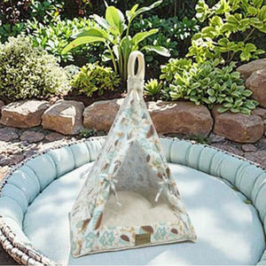 Meiweipet Großes Plüsch-Hunde bett Quadratisches helles Blumenmuster Zeltform Anti-Rutsch-Katzen schlafs ofa für Hunde und Katzen - Product Image 4