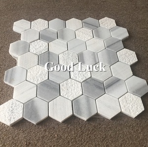<span class=keywords><strong>Carrelage</strong></span> de sol antidérapant en marbre <span class=keywords><strong>gris</strong></span> et blanc <span class=keywords><strong>hexagonal</strong></span>, design unique, finition spéciale pour la décoration murale intérieure, épaisseur 10 mm - Product Image 5