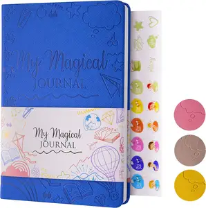 New Hardcover PU Leather Weekly Children Magiel Book Custom Daily Notebook Planner Kids Journal