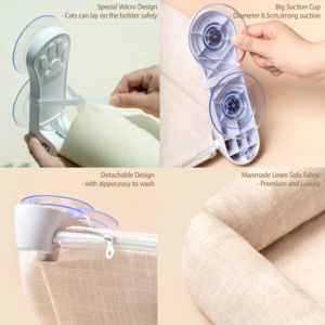 Promotion : <span class=keywords><strong>Hamac</strong></span> de fenêtre pour chat rose d'hiver, avec ventouses, lit suspendu peu encombrant, perchoir avec coussin amovible pour se prélasser au soleil et se réchauffer - Product Image 3