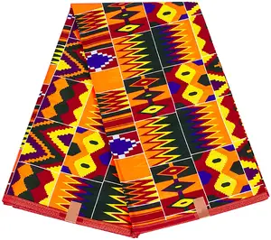 Aangepaste Ontwerpen Ghana Kente Wax Bedrukte Stof Kente Wax Doek Stof