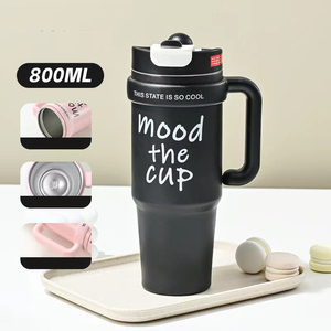 Termo de Acero Inoxidable Rosa Personalizado con Aislamiento, Estilo Americano, con Tapa de Paja, Asa y Aislamiento al Vacío, 30OZ, para Viajes y Camping - Product Image 2
