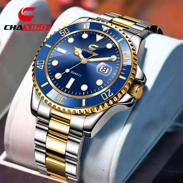 CHAXIGO KG130 Fashion Business Big Brand Design Men's Watch Waterproof Stainless Steel Strap Luxury Quartz Watch for Men Relojes