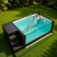Piscines conteneurs autoportantes en fibre de verre sur mesure avec jacuzzi et terrasse WPC pour villa et jardin
