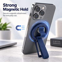 Support de téléphone universel pliable magnétique en alliage de zinc BUKU, support de téléphone amovible avec sangle de maintien