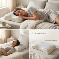 Bantal Busa Memori Pendingin Gel 4D Berlapis Kain Mesh Bernapas, Ergonomis, Kekakuan Sedang, Penyangga Leher, Sarung Bantal Dengan Ritsleting Yang Dapat Dilepas