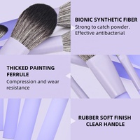 Ensemble de 11 pinceaux de maquillage violets transparents, pinceaux synthétiques bioniques antibactériens à virole épaissie, ensembles de pinceaux de maquillage pour le visage complet