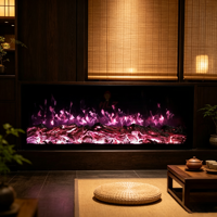 Cheminée électrique murale intelligente à LED de 120 cm, personnalisable, pour la décoration de la maison, avec insert chauffant et effet de flamme linéaire