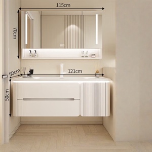 Modern simple painted bathroom cabinet integrated ceramic basin smart mirror hand washing bathroom cabinet - Product Image 1