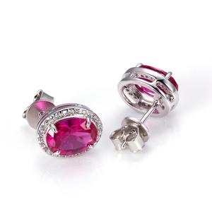 ต่างหูเมสซี่ รุ่น MSE-603  คอรันดัมสีแดงเงิน รูปทรงรี ต่างหูดีไซน์แฟนซี สำหรับใส่ทุกวันหรือเป็นของขวัญ - Product Image 2