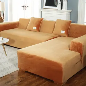المخملية غرفة المعيشة الاقسام الأغطية ، مجموعة كرسي غطاء L شكل مقعد الأريكة يغطي