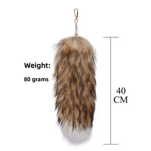 Pendentif queue de <span class=keywords><strong>renard</strong></span> surdimensionné éco-responsable fait main pour Halloween, accessoires pour sacs de femme, porte-clés de voiture - Product Image 2