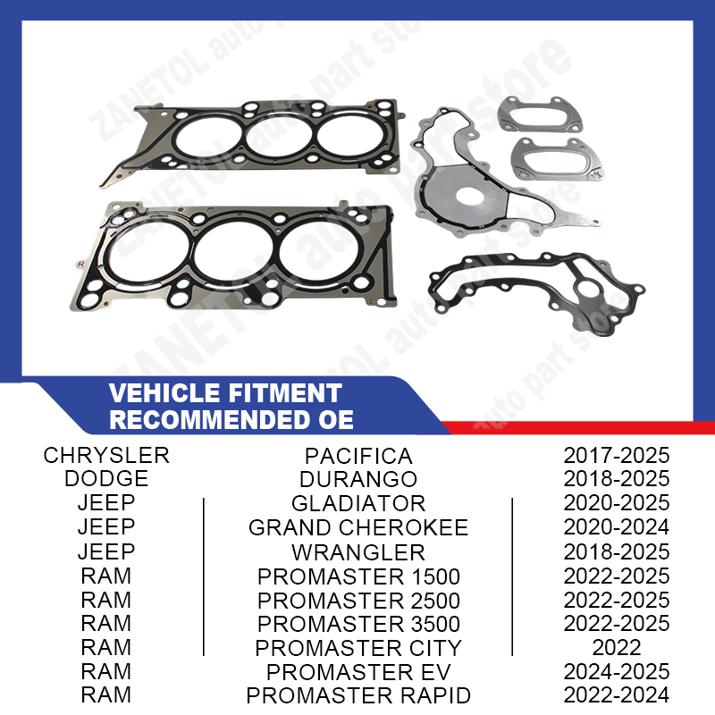 ZANETOL 68361495AA 68297850AC 68297851AB Cylinder Head Gasket Set