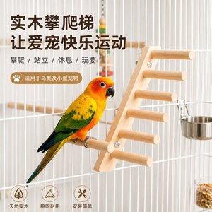 Juguete de escalera de madera maciza para pájaros, hámsteres, ardillas, estante de escalada duradero, forma rectangular, tamaño mediano - Product Image 4