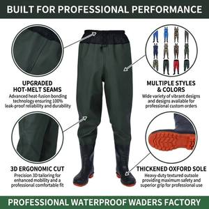 Pantalons de pêche en PVC Senshuo, imperméables, résistants, pour la pêche, la <span class=keywords><strong>chasse</strong></span>, l'agriculture, semelle rouge, cordon de serrage, pantalons de travail en maille pour hommes - Product Image 3