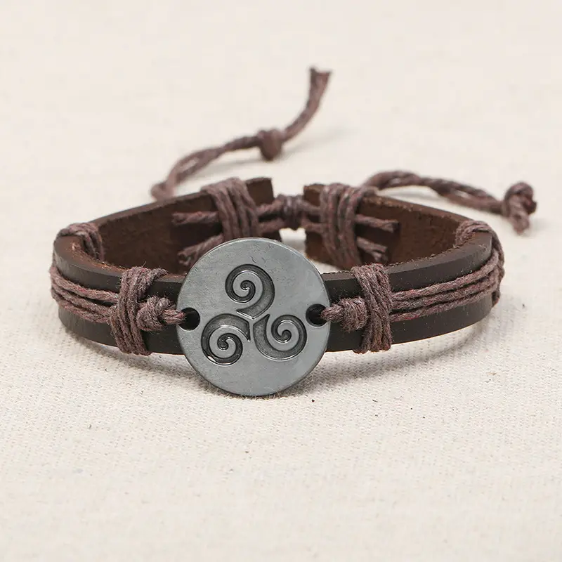 Модный браслет Teen Wolf Triskele для женщин и мужчин, Круглый очаровательный кожаный браслет, плетеный браслет, манжета, ювелирные изделия, аксессуары