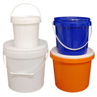 Vente en gros seau de stockage en plastique PP de qualité alimentaire recyclable personnalisé motif rond seau d'emballage de 500ml à 3L avec couvercles