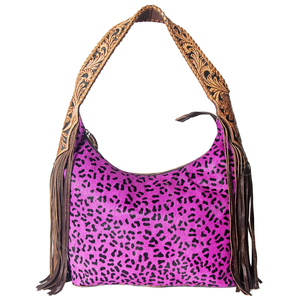 Bolso Tote Bohemio de Cuero Genuino Personalizado para Otoño y Bolso Hobo Estilo Vaquero con Borlas Pequeñas y Cierre de Cremallera, Listo para Viajar - Product Image 1