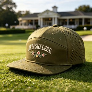 Oem Wholesale Custom High Quality Embroidery Logo Laser Cut Hole Hat 7 Panel Polyester Flat Brim Waterproof <b>Snapback</b> <b>Cap</b> - Product Image 1