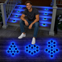 Luz LED para Terraza con Panel Solar, IP68 Impermeable, Luz Azul, Ángulo de Haz de 360°, Resistente a 5 Toneladas de Presión, para Jardín y Paisajismo, Venta al Por Mayor