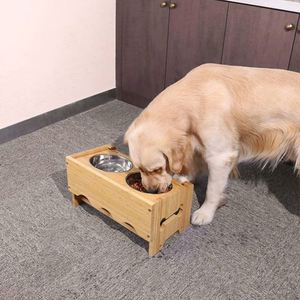 ชามไม้ไผ่สำหรับสุนัขและสุนัขชามอาหารสุนัขพร้อมขาตั้งสำหรับเดินทางโลโก้แบบกำหนดเอง - Product Image 5