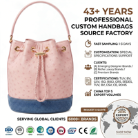 Sac seau rose poudré gaufré effet autruche, sac à bandoulière élégant personnalisé avec cordon de serrage, sac à main chic et tendance pour femme, personnalisation OEM