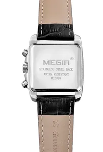 MEGIR 2028 Luxury Leather Men's Watches Fashion Square Business Wristwatches Relojes Hombre Casual Watch For Men Custom LOGO