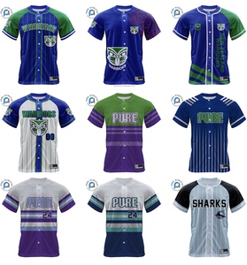 PURE Warriors Australie personnalisé en gros Sublimation imprimé col en v chemise de baseball boutonné uniformes de sport porter pour hommes enfants - Product Image 1