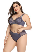 Ensembles soutien-gorge et culotte grande taille pour femmes, à armatures, coupe haute, bords en dentelle, respirants, lingerie pour femmes rondes