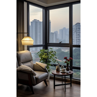 Ventana Abatible Moderna Personalizada de Aleación de Aluminio con Vidrio Templado, Revestimiento Low-E, Impermeable e Insonorizada para Villa